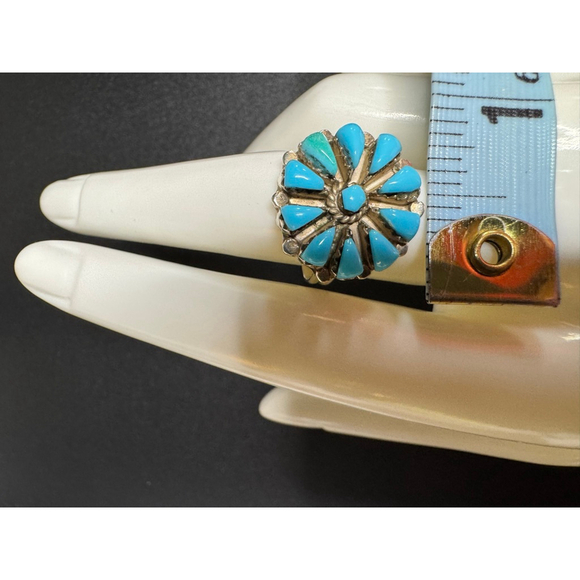 Women's Unbranded flower Ring Size 8 Blue turquoise multi stone sterllng Silver - Picture 7 of 8